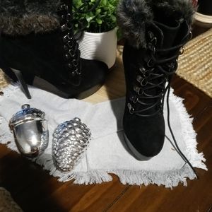 High heels boots(black size 5.5 (only one time used)